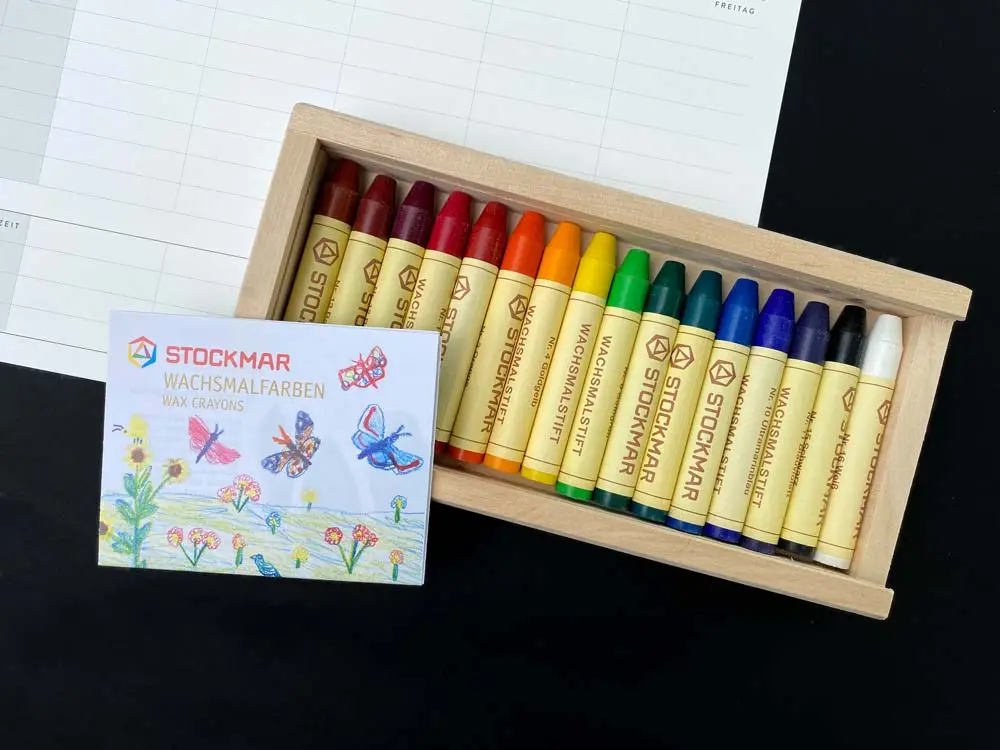 Papier à la Carte, Graspapier, Stockmar. Wachsmalstifte, Wachsstifte, nachhaltige Schulhefte