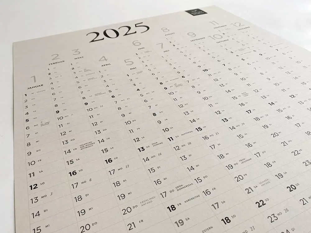 Kalender 2025, Posterkalender 2025, Jahresplaner 2025