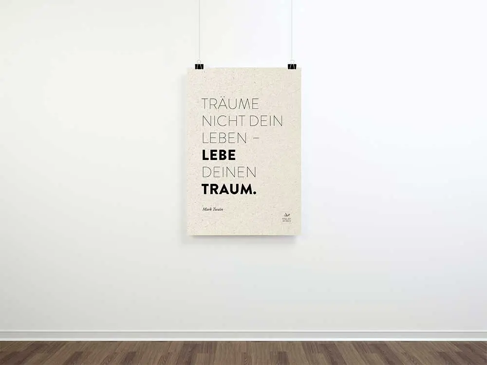 Poster Graspapier “Lebe Deinen Traum”