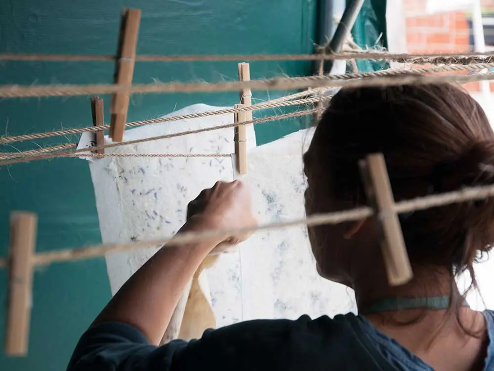 Workshop Papierschöpfen mit Naturmaterialien in Hamburg Moorburg Handgeschöpftes Papier Algenpapier VHS